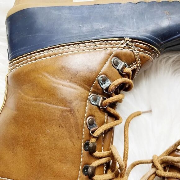 Easy Spirit Faux Fur Lined Winter Duck Boots Brown & Blue Size 7.5 - Picture 7 of 10